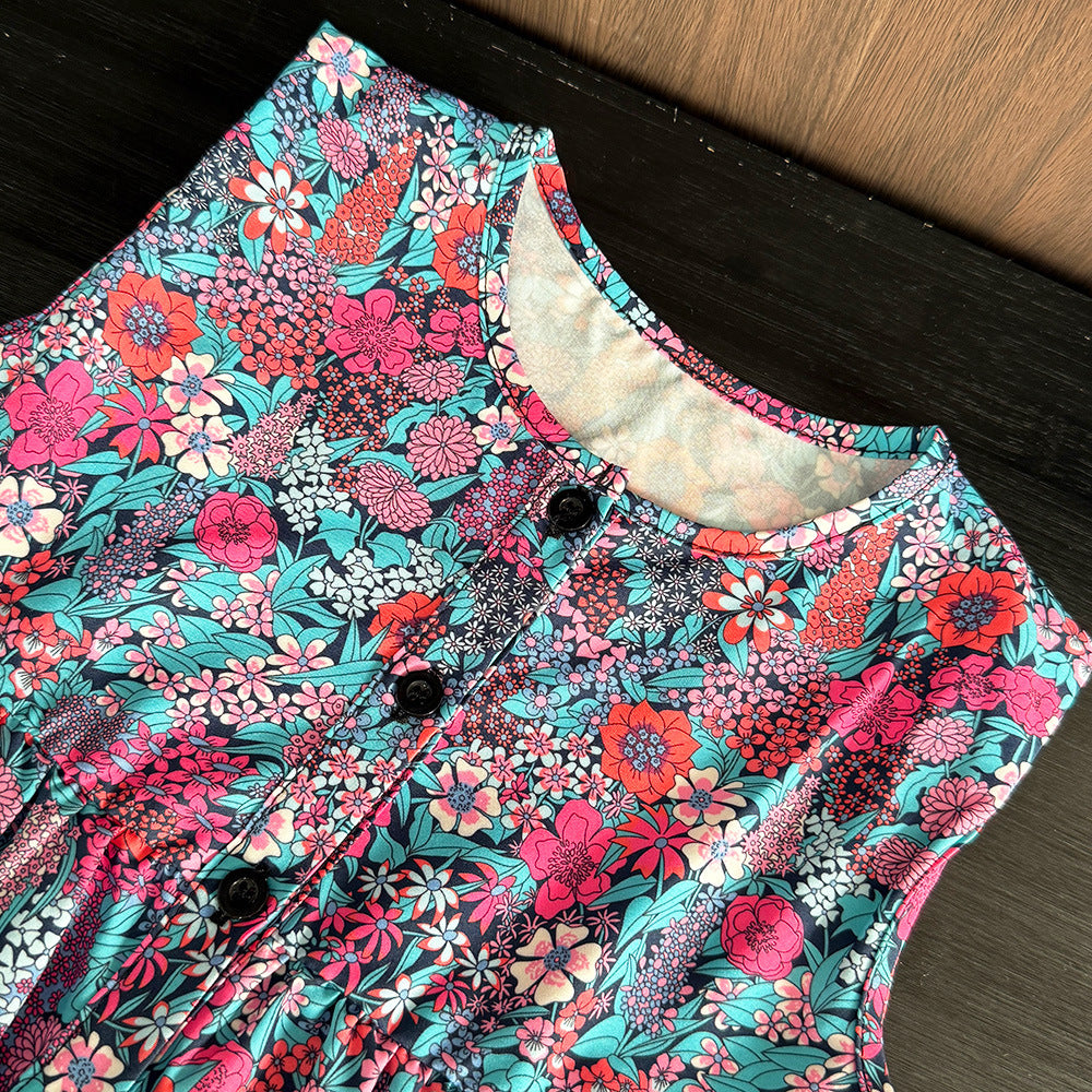 Fuchsia Garden Peplum Set – Floral Top & Wide‑Leg Pants