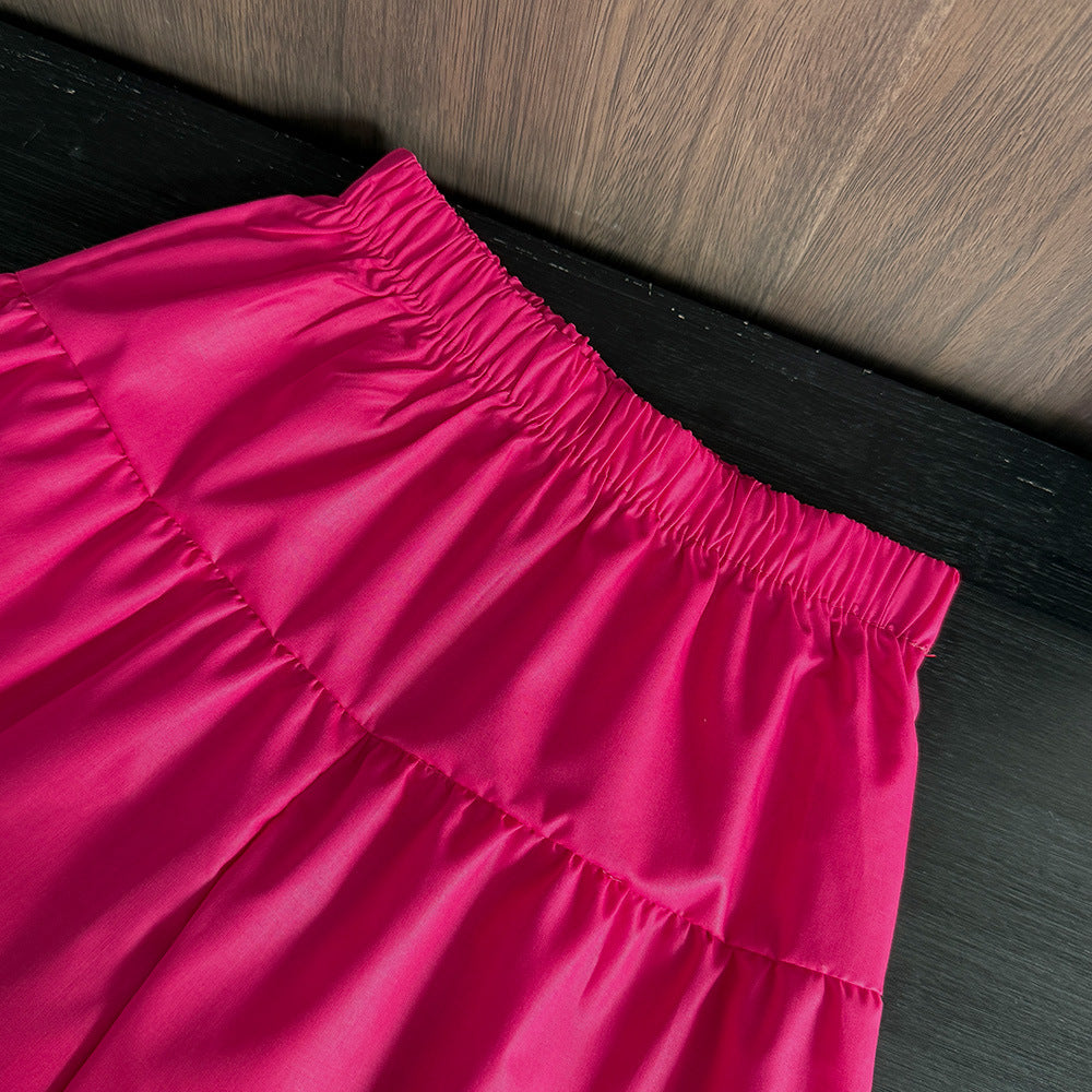 Fuchsia Garden Peplum Set – Floral Top & Wide‑Leg Pants