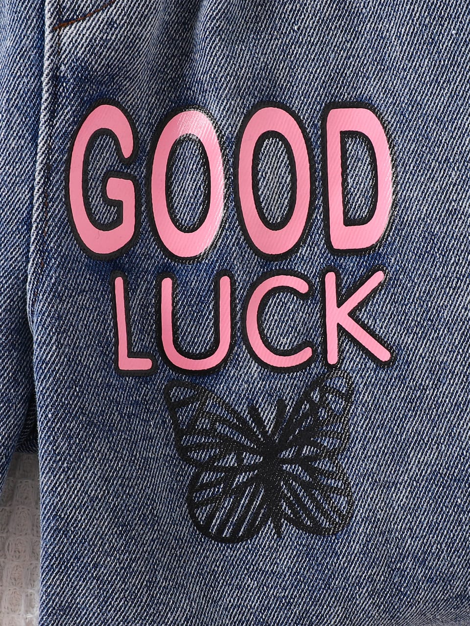 Pink Pixel Striped  Shirt & Denim Set