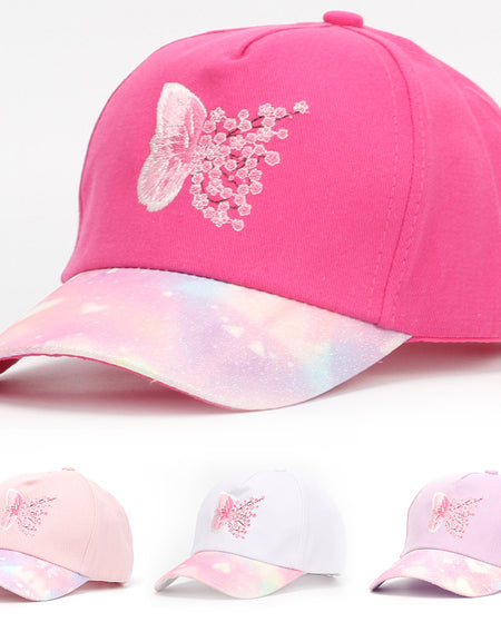 Girls Embroidered Breeze Butterfly Blossom Baseball Cap