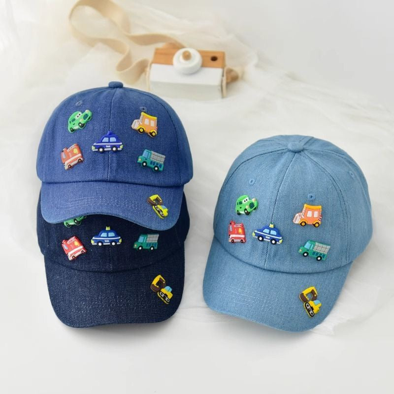 Kids' Mini Vehicles Denim Baseball Cap – Cartoon Car & Truck Snapback