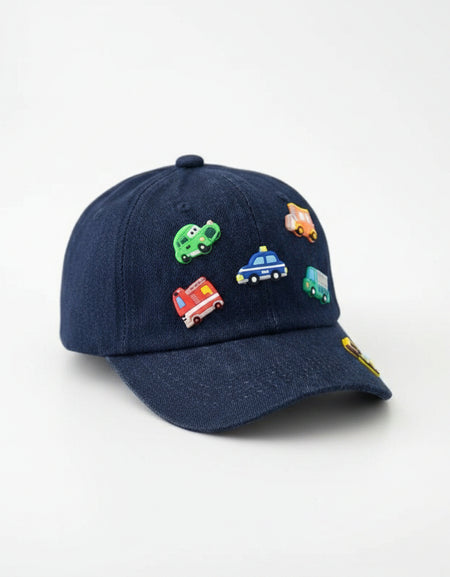 Kids' Mini Vehicles Denim Baseball Cap – Cartoon Car & Truck Snapback