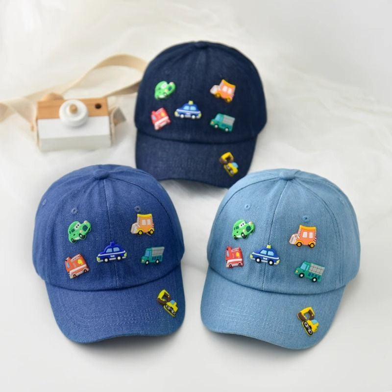 Kids' Mini Vehicles Denim Baseball Cap – Cartoon Car & Truck Snapback