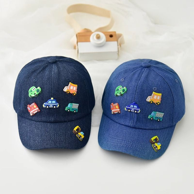 Kids' Mini Vehicles Denim Baseball Cap – Cartoon Car & Truck Snapback