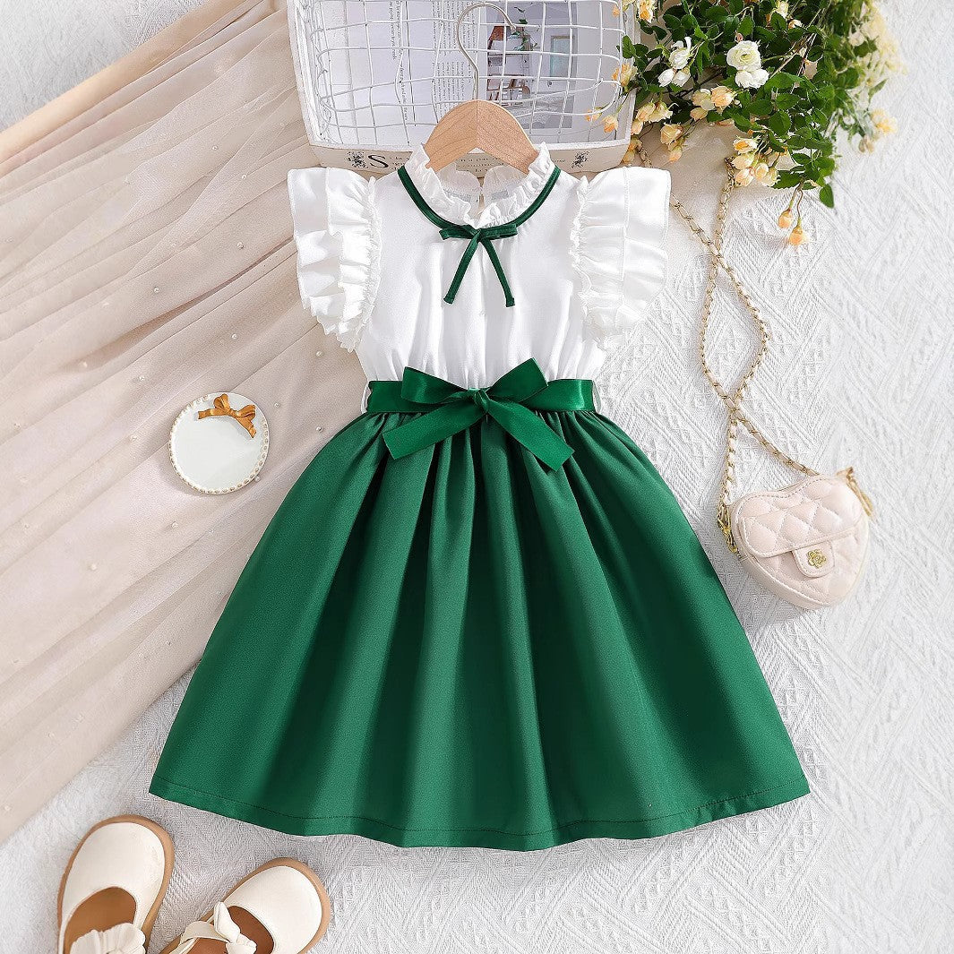 The Emerald Elegance Ruffled Party Dress