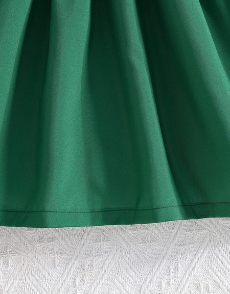 The Emerald Elegance Ruffled Party Dress