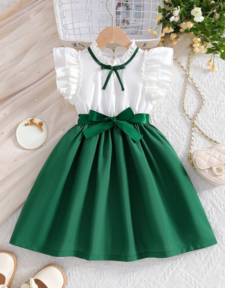 The Emerald Elegance Ruffled Party Dress