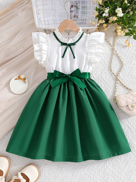 The Emerald Elegance Ruffled Party Dress