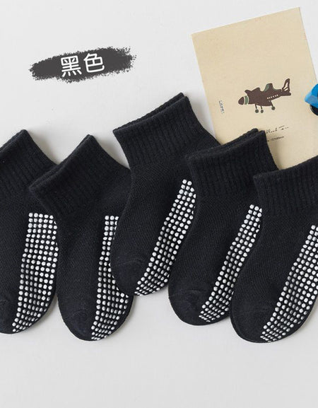 Anti‑Slip Black Cotton Socks