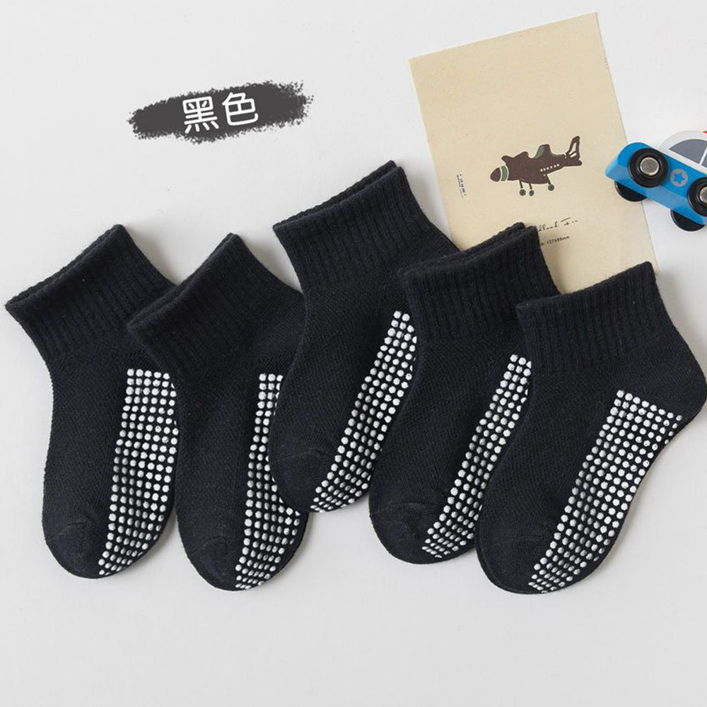 Anti‑Slip Black Cotton Socks