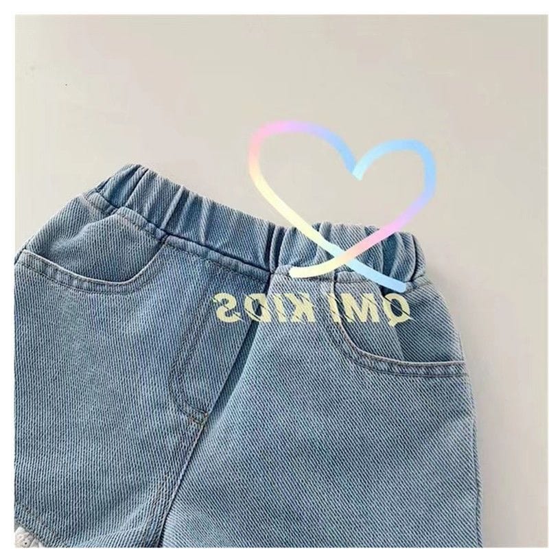 Vintage Eyelet Lace Trim Denim Shorts