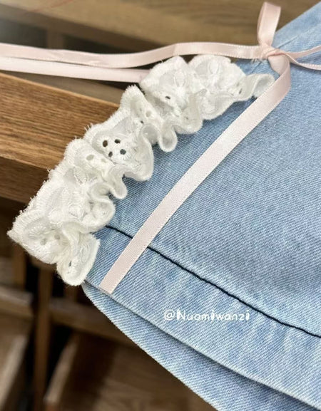 Lily & Lace Ruffle Denim Shorts