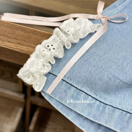Lily & Lace Ruffle Denim Shorts
