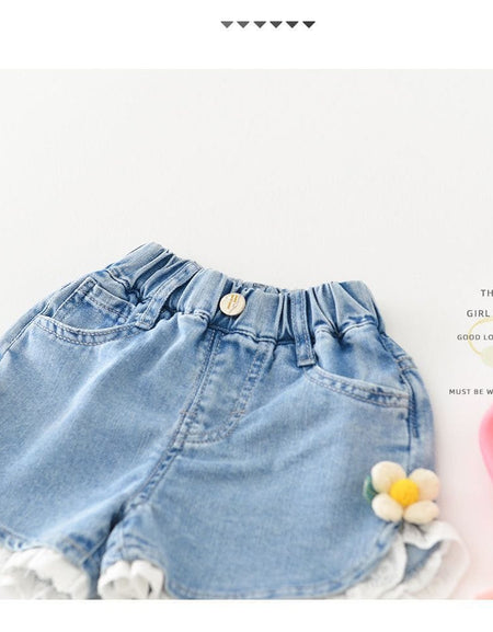 Daisy Lace Denim Shorts
