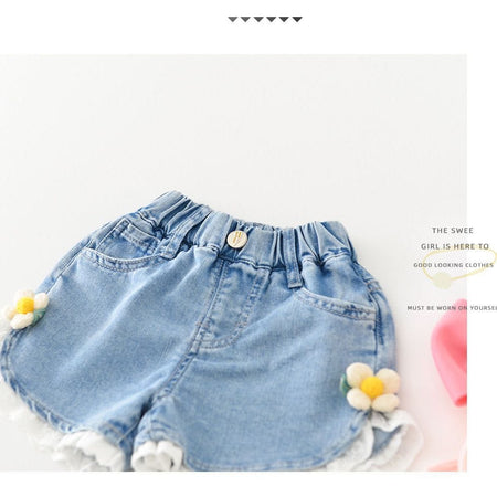 Daisy Lace Denim Shorts