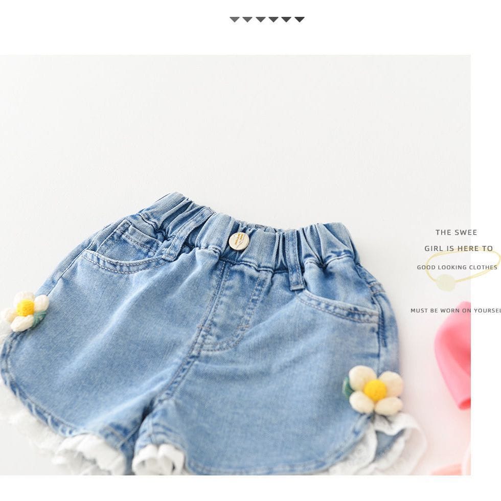 Daisy Lace Denim Shorts