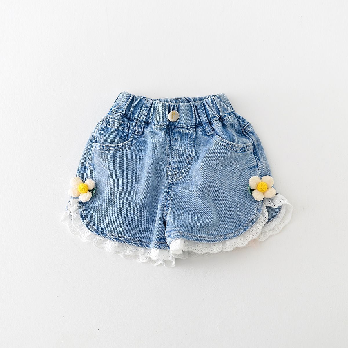 Daisy Lace Denim Shorts