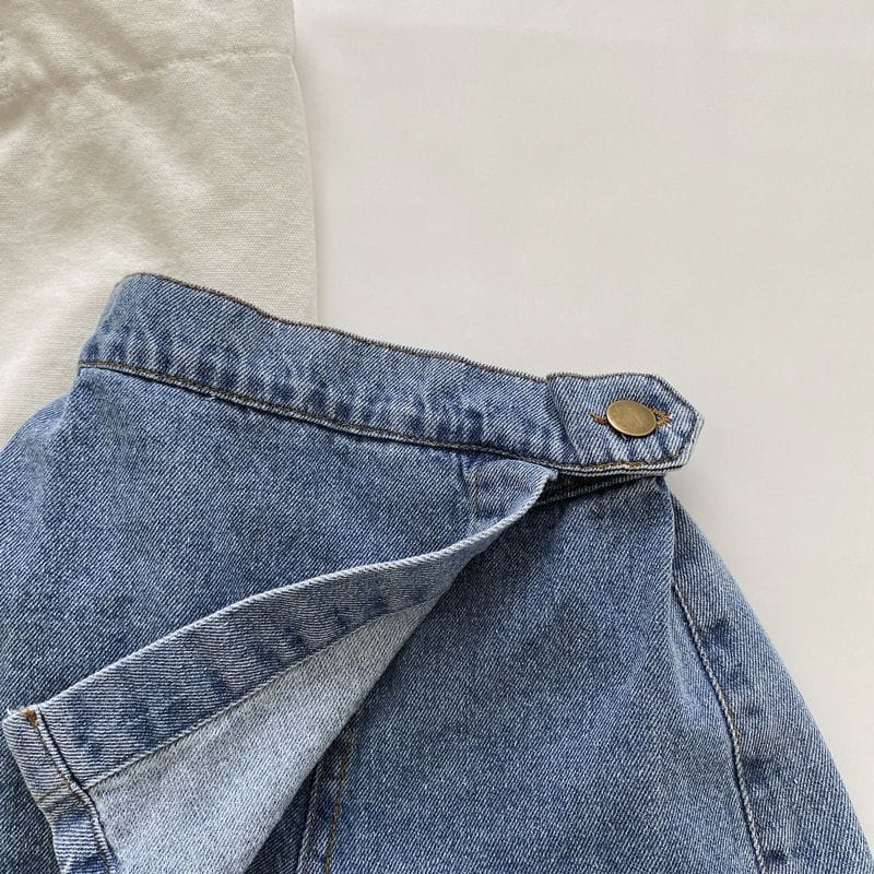 Mini Explorer Asymmetric Denim Skort | Kids Medium Wash Jean Shorts Skirt