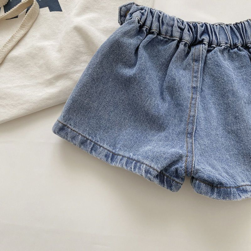 Mini Explorer Asymmetric Denim Skort | Kids Medium Wash Jean Shorts Skirt