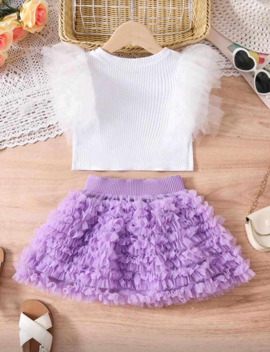 Lavender Dream Tulle Sleeve 2‑Piece Set