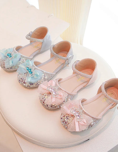 Stunning Crown Glittery Bowknot Princess Shoe.
