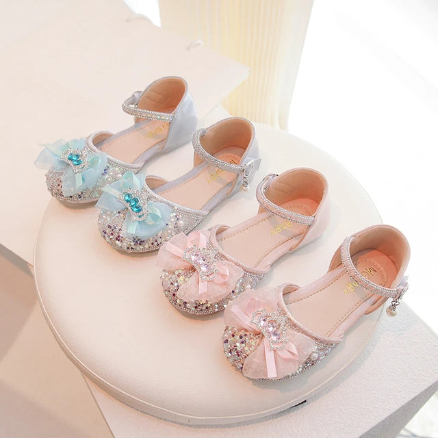 Stunning Crown Glittery Bowknot Princess Shoe.