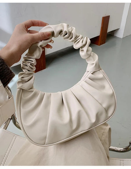 Trendy Leather Mini Cloud Shoulder Bag.