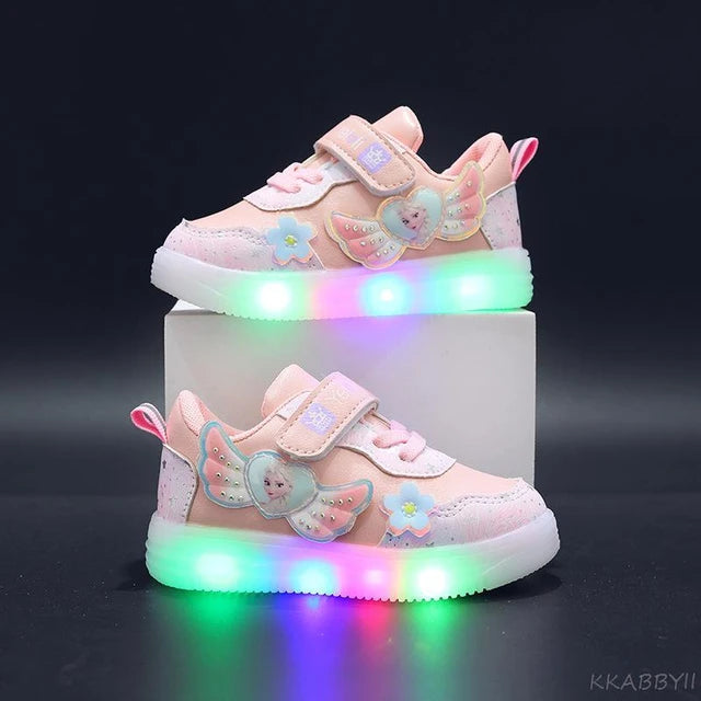 Butterfly Studded Disney Girls Light Up Princess Sneakers