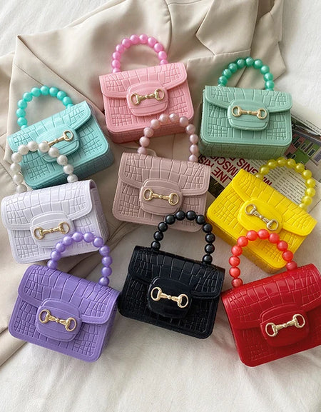 Elegant Girls Pearl Handle Jelly Mini Bag.