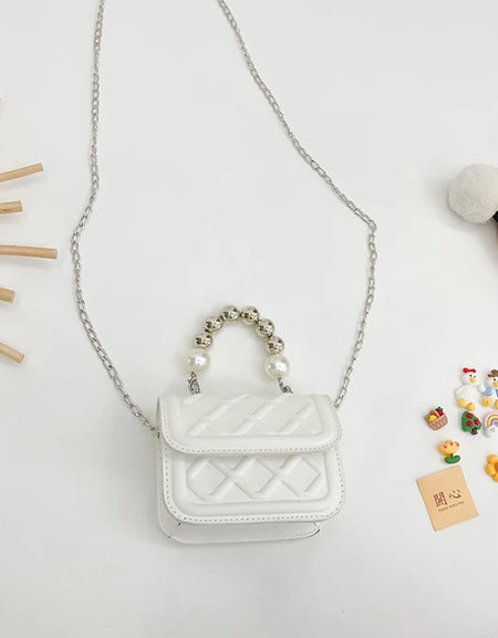 Cute Beaded Handle Mini Shoulder Purse.