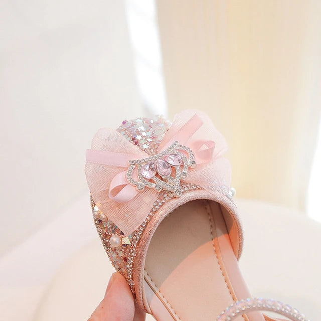 Stunning Crown Glittery Bowknot Princess Shoe.