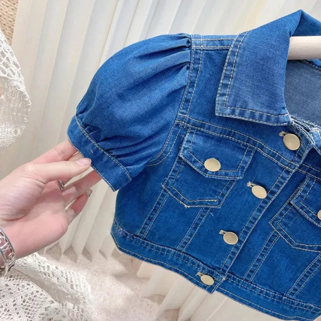 Cute Denim Jacket and Skirt 2Piece Set