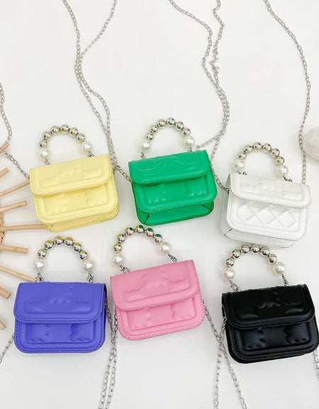 Cute Beaded Handle Mini Shoulder Purse.