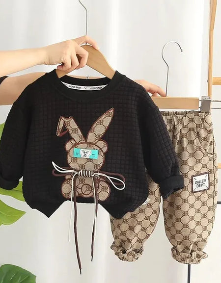 Bunny Cut-out Long-Sleeved T-Shirt & Pant 2piece Set.