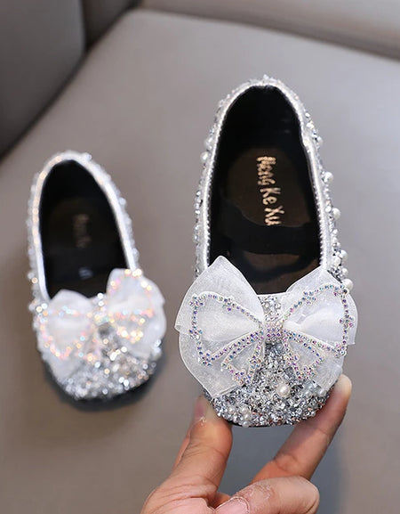 Pearl Studded Bowknot Princess Shoe