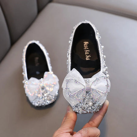 Pearl Studded Bowknot Princess Shoe