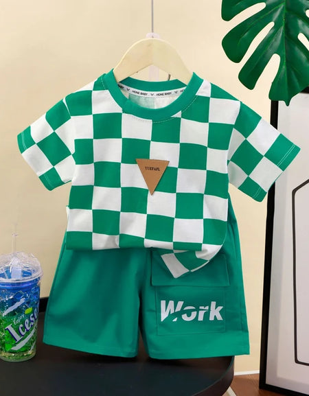 Checkerboard T-shirt and Shorts Set