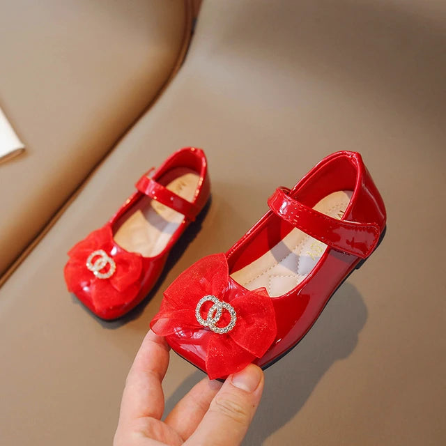 Stunning Bowknot Patent Leather Princess Shoe.