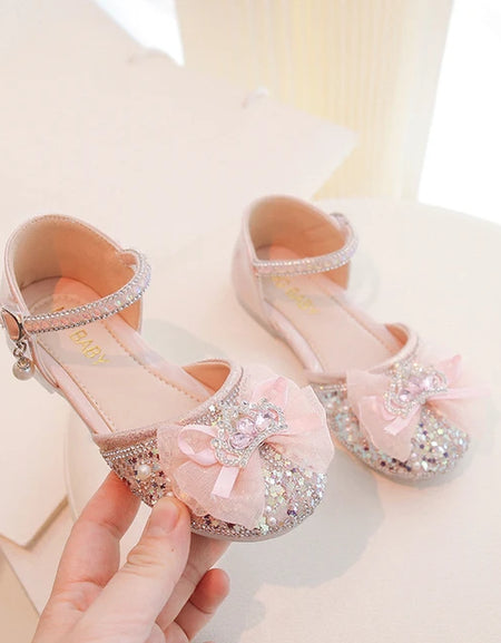 Stunning Crown Glittery Bowknot Princess Shoe.