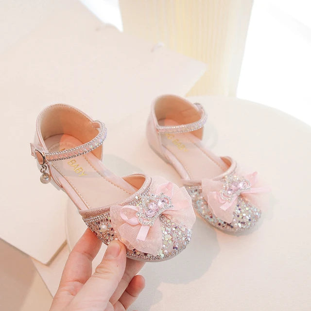 Stunning Crown Glittery Bowknot Princess Shoe.