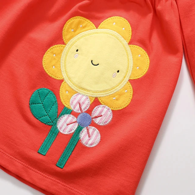 Toddler Girls' Sunflower Embroidered Long-Sleeved Dress.
