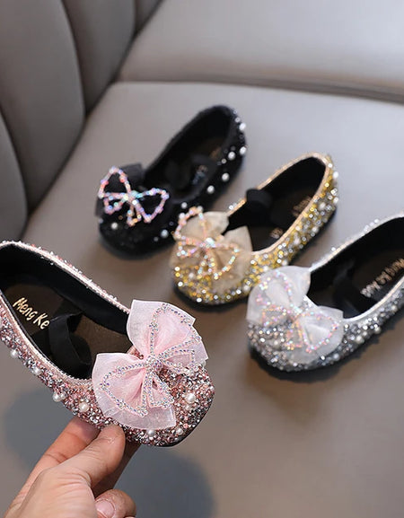Pearl Studded Bowknot Princess Shoe