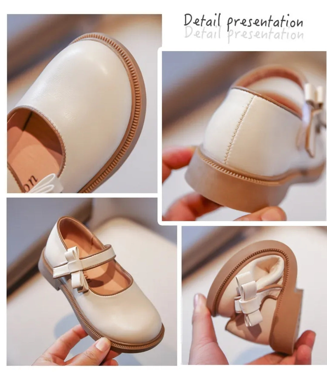 White Cake-lined Leather Shoes