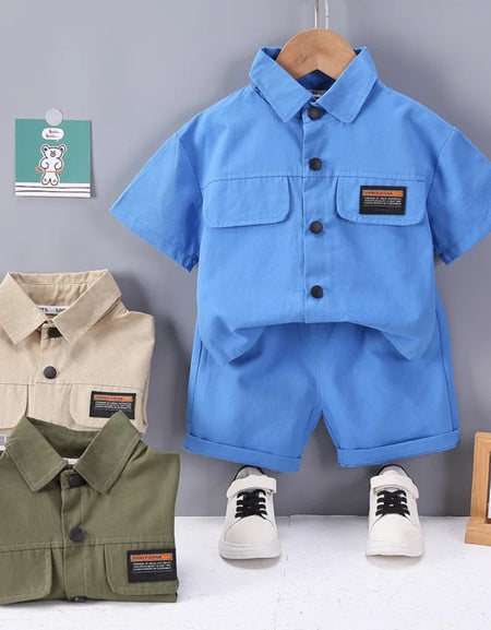 Chest Flap Shirt and Shorts Set