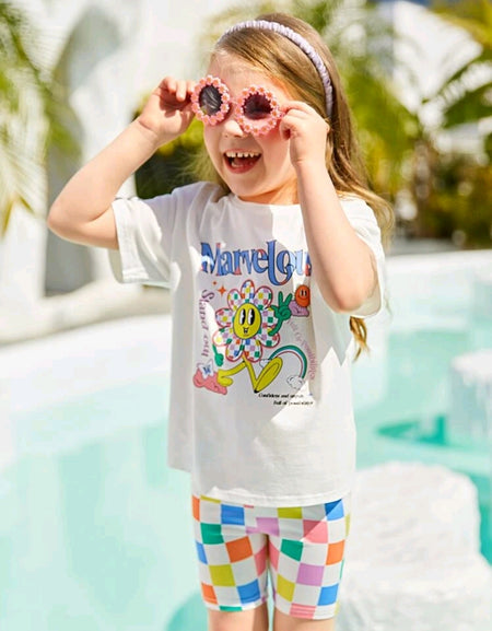 Marvelous Graphic Print Top And Biker Shorts Set