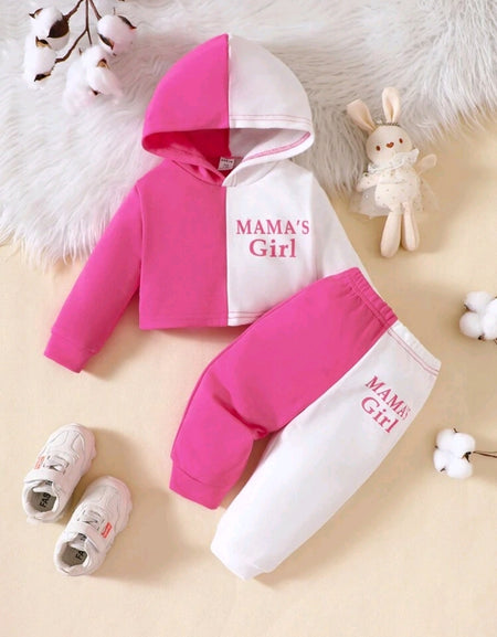 Two Tone Mama's Girl Hoodie Pullover And Pants Set
