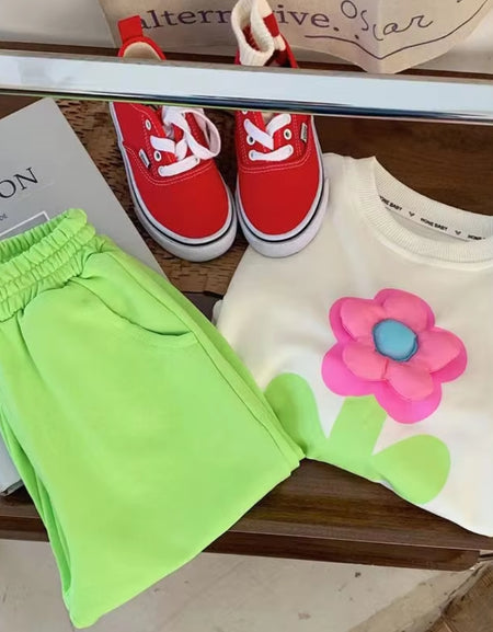 3D Flower Sweatshirt and Sweatpants Set