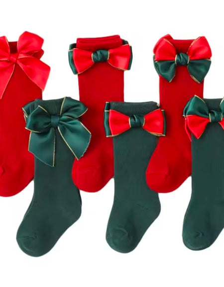 Christmas Luxury Dual Color Bow Socks