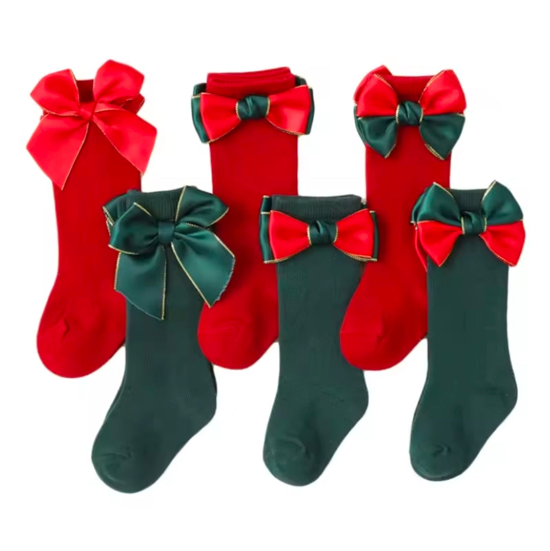 Christmas Luxury Dual Color Bow Socks