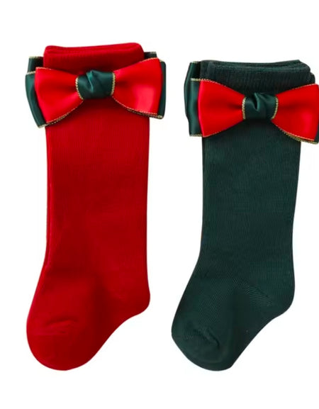 Christmas Luxury Dual Color Bow Socks